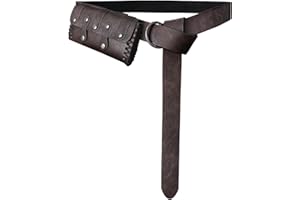HiiFeuer Borsa da cintura medievale in finta pelle con cintura ad anello, custodia da cintura per Cosplay rinascimentale, borsa portatile per telefono per Ren Faire (Marrone scuro A)