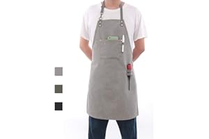 Pincy Canvas Apron Heavy-Duty 16 oz Work Apron, Metal Hardware Reinforcement Chef Apron with Extra Long Straps Adjustable M–XXL