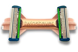 twinshaver brzytwa do łysienia + 4 żyletki, ochrona przed przecięciem i 80% oszczędność czasu, maszynka do golenia i głowy, brzytwa na mokro 0.0mm dla mężczyzn i kobiet (różowy)