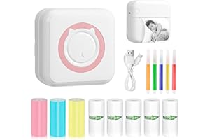 DWDHYEAN Imprimante Photo Portable, Mini Imprimante Photo Instantané sans Fil, Imprimante Thermique sans Fil BT Imprimante Mobile, Imprimante pour Photos Liste (C)