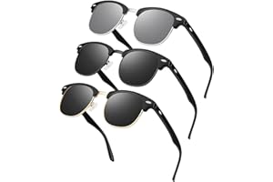LINVO Gafas de Sol Hombre Mujer Polarizadas Retro Medio Marco Clásico Gafas 100% Protección UV400 para Conducir