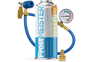 FrostMEISTER 2in1 – 400 ml Auto-Klimaanlagen-Nachfüllset inkl. Schlauch mit Manometer & Adapter – Schnelle & einfache Ersatz für das Kältemittel für R1234yf (ab Baujahr 2017)