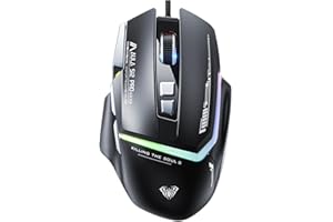 AULA S12Pro Gaming Mouse Wired,6 Adjustable DPI 12800,Ergonomic RGB Backlight Computer Mouse,Programmable PC Mouse with Side Buttons,Gaming Mice for Laptop Mac Gamer(Black)