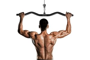 DOKENO Latzugstange 80 cm, Bizeps Stange Schwarz, Trizeps Stange, Zugstange Fitness mit Drehgelenk für Zuhause Gym Crossfit Bodybuilding Krafttraining Muskeltraining Sport