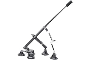 Fotoleey Panoramic 360 Camera Suction Cup Car Mount Kit for Insta360 X4, X3, GoPro Max, Hero 12, Hero 11 for Heavy Duty Low Altitude Car Footage, 5 Suction Cups and Extension Rod for High-Speed