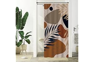 Tenda Doccia Astratta Art, Uiiooazy Tenda da Doccia Piccola Boho Blu Grigio Foglie Tenda per Doccia Antimuffa Impermeabile Tessuto in Poliestere Lavable Tenda per Vasca da Bagno con 6 Ganci 90Lx180Acm