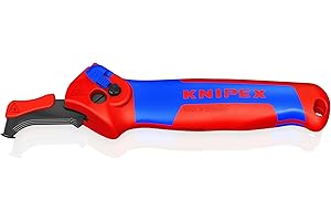KNIPEX Coltello spelacavi con guida scorrevole e funzione a cricchetto con impugnature multicomponente 146 mm, 16 50 145 SB