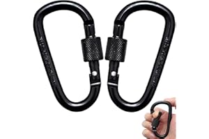 JJPJL 2 Pièces Mousqueton Porte Clé,Carabiner,Mousqueton Noir en Alliage D'aluminium avec Verrouillage à Vis,pour Accrocher de Petits Objets,Porte-Clés,Pêche,Camping,Décorations