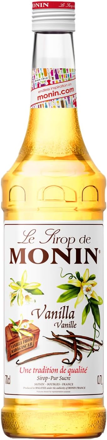 MONIN Premium Vanilla Syrup 700ml for Coffee and Cocktails. Vegan-Friendly, Allergen-Free, 100% Natural Flavours and Colourings