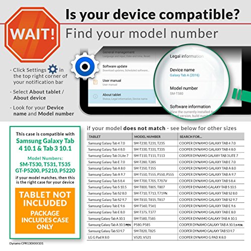 Samsung Galaxy Tab 4 10.1, Tab 3 10.1 hülle fur kinder, COOPER DYNAMO Beanspruchbare, strapazeirfähige, robuste, gepolsterte Hartschalenhülle mit integriertem Griff, Standfunktion & durchsichtigem Displaysschutz (Grün) - 7