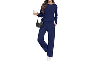 GRECERELLE Tracksuit Womens Full Set Autumn Long Sleeve Lounge Wear Sets for Women Two Piece Outfits Activewear Casual Crew Neck Pullover Tops and Jogging Bottoms with Pockets