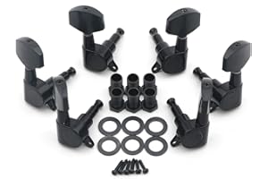 Unxuey 3R3L Electric Guitar Tuning Pegs String Keys Tuners Machine Heads Button Locking for Strat Tele Electric Acoustic Black