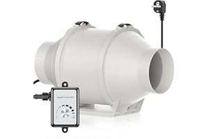 HG Power 100mm Ventilateur d'extraction 366m³/h Extracteur d'Air de Ventilation avec Contrôleur de Vitesse Variable avec EU Plug ent 1m de Cordon pour Bureau Toilettes Cuisine Halle Salle