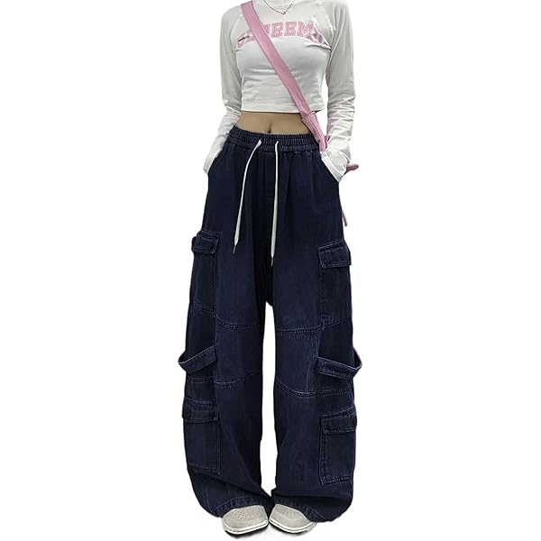 Jeans Boyfriend Donna ORANDESIGNE - Vita Alta, Gamba Larga, Stile Y2K Anni 90, In Denim - Foto 6