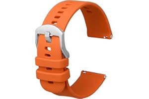 Anbeer Silicone Watch Band 16mm 18mm 19mm 20mm 21mm 22mm 24mm Quick Release Rubber Watch Straps for Men Women,Silver Black Stainless Steel Buckle