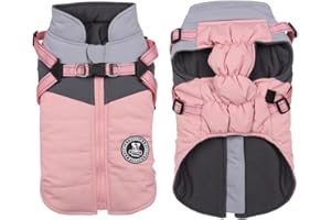 Poseca Dog Coat with Built-in Harness | 3-in-1 Waterproof Winter Jacket & Raincoat | Reflective Warm Puppy Clothes for Small Medium Dogs | Outdoor Walking