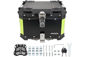 MOCOERL Motorrad Top Box, 45L wasserdichte Top Box für Motorrad zur Aufbewahrung Helm Gepäckbox mit Sicherheitsschloss Motorrad Top Case, mit Motorrad Rückenlehnen und Bodenplatte