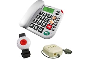 MaxCom KX481SOS: Hausnotruf Telefon mit Notrufarmband, schnurgebundenes Festnetztelefon mit Notrufknopf und Notruf Armband, Notruftelefon für Senioren, Seniorentelefon