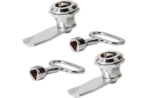 C100AE 2 Sets Electric and Gas Meter Box Key, Cabinet Cam Lock with Triangle Socket Key, Meter Box Latch Kit, Wheelie Bin Locks, for 3/4" Cylinder Length, Fits on 3/8" Max Panel Thickness