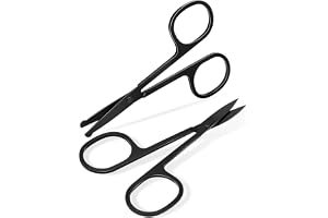 Ansiktshårsax, liten näsax, professionell trimning av rostfritt stål, böjd, avrundad, spetsig, för ögonbryn, näsa, mustasch, skägg, ögonfransar, Svart, 2 st