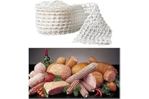 TSUOUKL TSUOUKLSchinkennetz Weiß,3m Rollbratennetz Baumwollfaden 18 Löcher Fleischnetz Elastisches Rouladennetz Kochzubehör Fleischnetzrolle zum Aufbewahren Aufhängen,Netz für rollbraten
