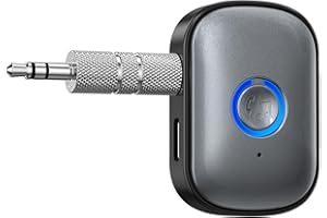 OQIMAX AUX Bluetooth Adapter for Car, Bluetooth 5.3 Receiver with Volume Control, Navigation, 6Hr Playtime, Type-C Port Charging, Noise Canceling, Plug and Play Receiver for TV PC Headphones Speakers