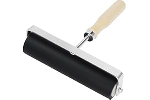 Kurtzy Rouleau Caoutchouc de Gravure - 15 cm - Rouleau Linogravure Noir Solide avec Poignée en Bois pour Estampage, Bloc de Peinture d’Encre et Application de Collage