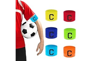 RobLuX 6 Stück Kapitänsbinde,Kapitänsbinde Fußball, Einfarbige Armbinde verstellbar, Kapitänsbinde Fußball für Erwachsene für Fußball, Rugby, Hockey Multisport