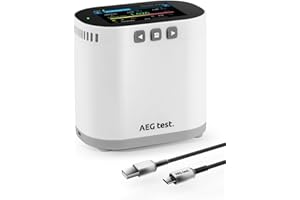 AEGTEST HOUND-3786 Home Radon Monitor, Long-Term Logging & Data Charts, 10-Min Refresh, Rechargeable, 3.5" Display, Sound & Light Alarm, PDF Report, pCi/L & Bq/m³ - White