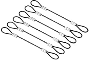 PATIKIL 5 Inch Safety Cable Lock, 6 Pack Stainless Steel 2mm Dia Security Wire Rope with Double Loop for Stage Lighting Luggage Lock Black