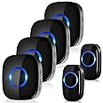 Wireless Doorbell Kit with 1300FT Range, IP55 Waterproof & 5 Volume Levels & 58 Ringtones, Cordless Plug in Door Bells with 4 Receivers, Door Entry Bell for Home/Office/Garden…