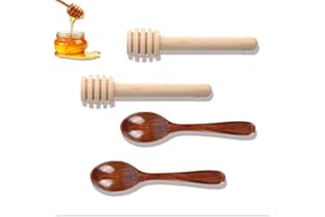 KUOXAN 4 Pcs Honey Spoon Honey Stick Wooden Honey Spoon Honey Spoon Dipper is Easy to Clean and Reuse,for Stirring Honey Tea Coffee Jam and Wedding Party Favors Gift