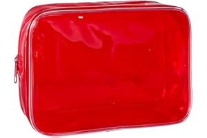 TotePrint Transparente PVC-Kulturbeutel in 1 leuchtenden Farben, große Kapazität (Rot-1pcs)