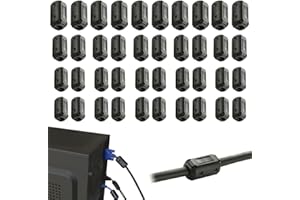 Núcleos de ferrita para cables, SKJJL 40 unidades, núcleos de ferrita, filtro antiinterferencia, anillo de ferrita acoplable, núcleos de ferrita para cables RFI, EMI, 3.5 mm, 5 mm, 7 mm, 9 mm, negro