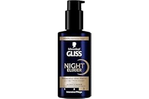 GLISS KUR Gliss Night Elixier Ultimate Repair (100 ml), el serum capilar regenera el cabello dañado durante el sueño, deja un cabello suave y regenerado durante la noche