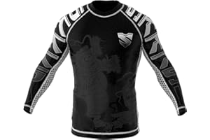 SMMASH Rashguard para Hombre con Manga Larga, Camisetas Deporte para MMA, Mallas Deporte para Krav Maga BJJ K1 Karate Muay Thai, Material Transpirable y Antibacteriano