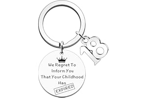 JETTOP 18th Birthday Gifts for Girls 18th Birthday Gifts for Boys Him Keyring Inform You That Your Childhood Has Expired