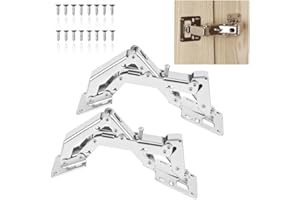 CYNNXIA 2 PCS 170 Degree Cabinet Hinge Kitchen Cupboard Doors Hinges Hydraulically Adjustable Surface Mount Hinges Heavy Duty Soft Close Hinges with16 Fixing Screws for Cabinet Doors Kitchen Wardrobe