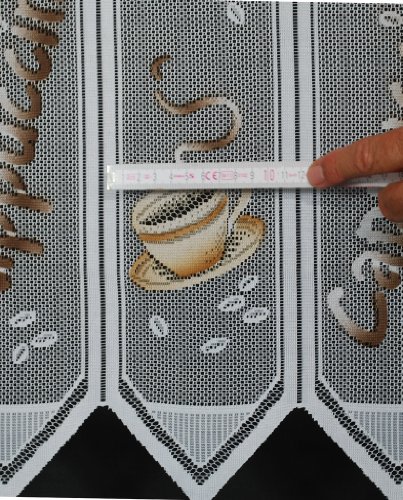 Scheibengardine Cappuccino 90 cm hoch verschiedene Farben (weiß mit beige/braun) | Breite der Gardine durch Stückzahl in 11,5 cm Schritten wählbar! - 3