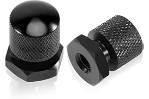 Eumti 2PCS Motorcycle Solo Seat Mounting Nut 1/4"-20 Screw Thread Knurled Nuts Quick Install Gloss Black Compatible with Harley Davidson All Touring Softail Models 1999-Later