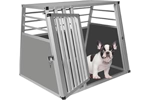 EUGAD Hundetransportbox Alu Hundebox Reisebox Autobox für große Hunde Husky Samojede Weimaraner Border Collie Chow-Chow Shetland Sheepdog B80 x H65 x T65 cm 0061HT
