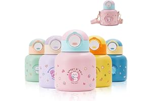 Autsel Borraccia Termica Bambini con Cannuccia 500ML Borraccia Acciaio Inox Senza BPA Bottiglia Termica per Bambini Isolata a Prova di Perdita per Campeggio Scuola Asilo