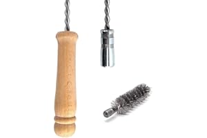 HOLZBRINK Schubstange Kesselstab FLEXIBEL Holzgriff M12 Länge 100cm + 25 mm Heizkesselbürste Kesselbürsten Ofenbürste Ofenrohr reinigen Reinigungsbürste