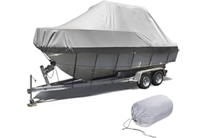 YILEFU Taud de Bateaux Bache Bateau Housse de Bateau 600D Oxford Imperméable,Anti-déchirure,Anti-UV,Anti-Neige,Toutes Les Saisons avec Corde Fixe pour Protégez Le Navire,Grey-21-24FT:732 * 300cm