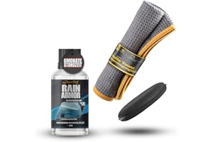 ‎SHINYCHIEFS ShinyChiefs RAIN AMOR Set - Autoscheiben-Versiegelung mit hydrophobem Schutz - Lässt Regen und Schnee abperlen - Langer Halt, Glasversiegelung bis zu 2 Monate, 50ml, Microfasertuch & Applikatorpad