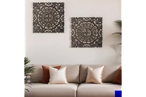 MARRAKESCH ORIENT & MEDITERRAN INTERIOR MARRAKESCH Set di 2 decorazioni da parete in legno, 40 cm, grande ornamento Ahsoka grigio come decorazione orientale