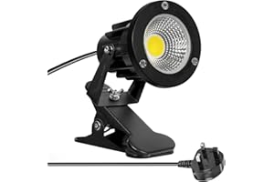Milpoel COB LED Clip on Spot Lights, 7W, 3M Cord, IP65 Waterproof, for Indoor/Outdoor Pathway, Deck, Lawn, Patio, Walkway, Billboard (White Light, 1Pack)