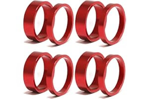 YATEICBC 8 x Entretoise de fourche de vélo, Entretoise de barre avant de vélo, Entretoise de tige de guidon, Entretoise de fibre de carbone en aluminium pour vélo de montagne et de route (rouge)