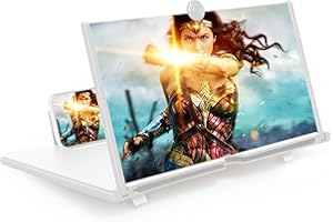 STEBRUAM 12-calowa lupa do ekranu telefonu komórkowego,składany uchwyt na stojak Przenośny anty-promieniowanie do filmu Powiększacz wideo Phone Agnifier Screen Pull Design dla wszystkich smartfonów (biały)