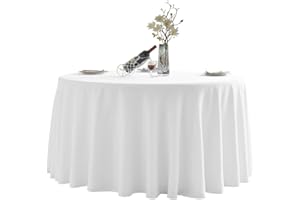 Bea's Party Tovaglia rotonda grande, elegante, tessuto poliestere, 300 cm, copri tavolo soggiorno, copritavolo rotondo, lavabile per eventi, matrimoni, compleanno (300cm, BIANCO)